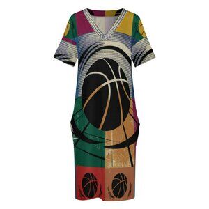Plus Size Retro Basketball Jersey Dress w/ Pockets